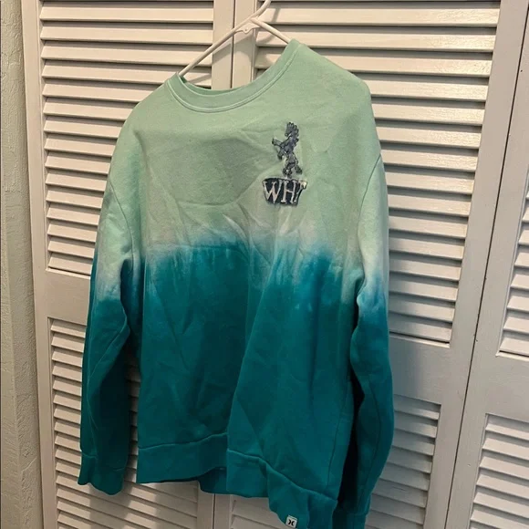 Teal and White Gradient Sweatshirt w/ WHT Horse Logo Art ( M) - Picture 1 of 9